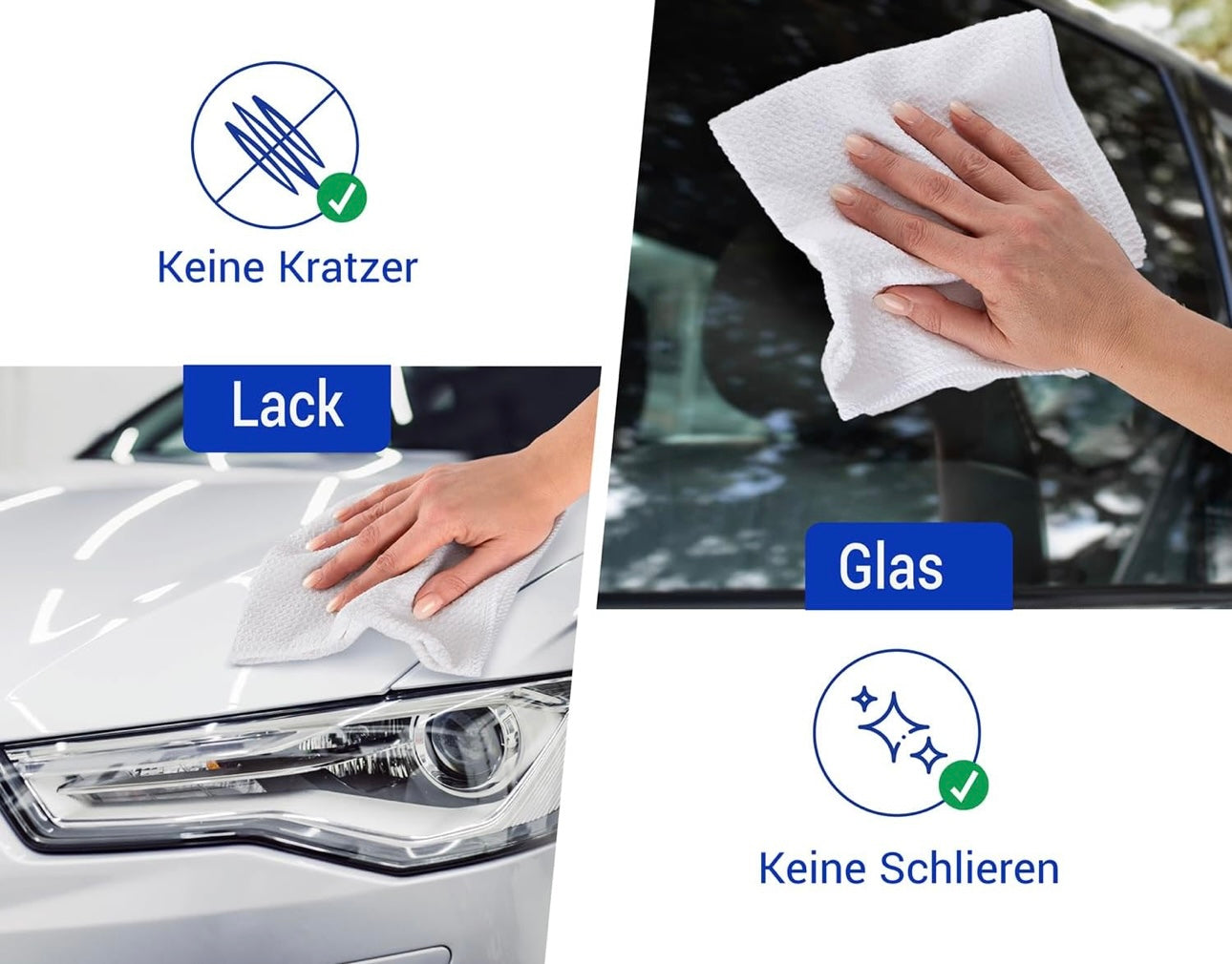 4er Waffeltuch Streifenfreie Autoscheiben